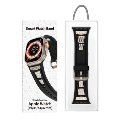 For  Apple Watch Series 4 44mm Breathable Stainless Steel Mesh TPU Watch Band(Black Titanium) - Watch Bands by PMC Jewellery | Online Shopping South Africa | PMC Jewellery