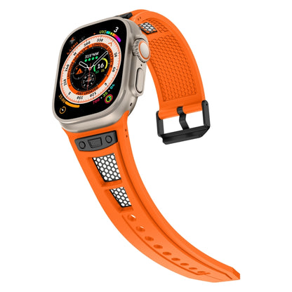 For Apple Watch Series 3 42mm Breathable Stainless Steel Mesh TPU Watch Band(Orange Black) - Watch Bands by PMC Jewellery | Online Shopping South Africa | PMC Jewellery