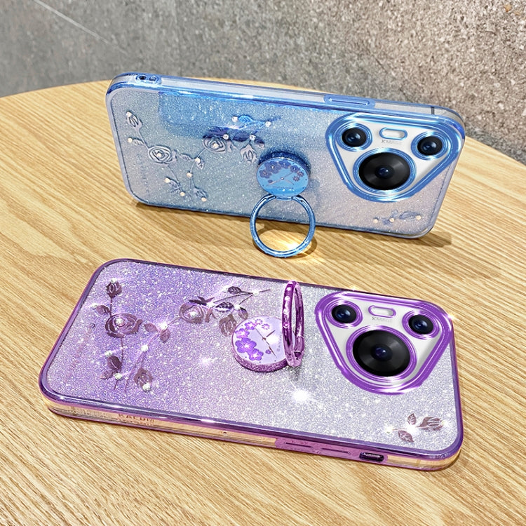 For Huawei Pura 70 Pro Gradient Glitter Immortal Flower Ring All-inclusive Phone Case(Purple) - Huawei Cases by PMC Jewellery | Online Shopping South Africa | PMC Jewellery | Buy Now Pay Later Mobicred