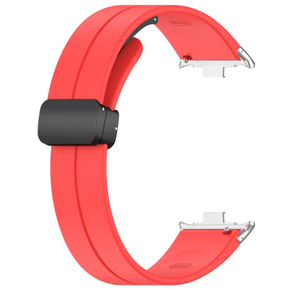 For Redmi Watch 4 Groove Folding Magnetic Buckle Silicone Watch Band(Red) - Watch Bands by PMC Jewellery | Online Shopping South Africa | PMC Jewellery