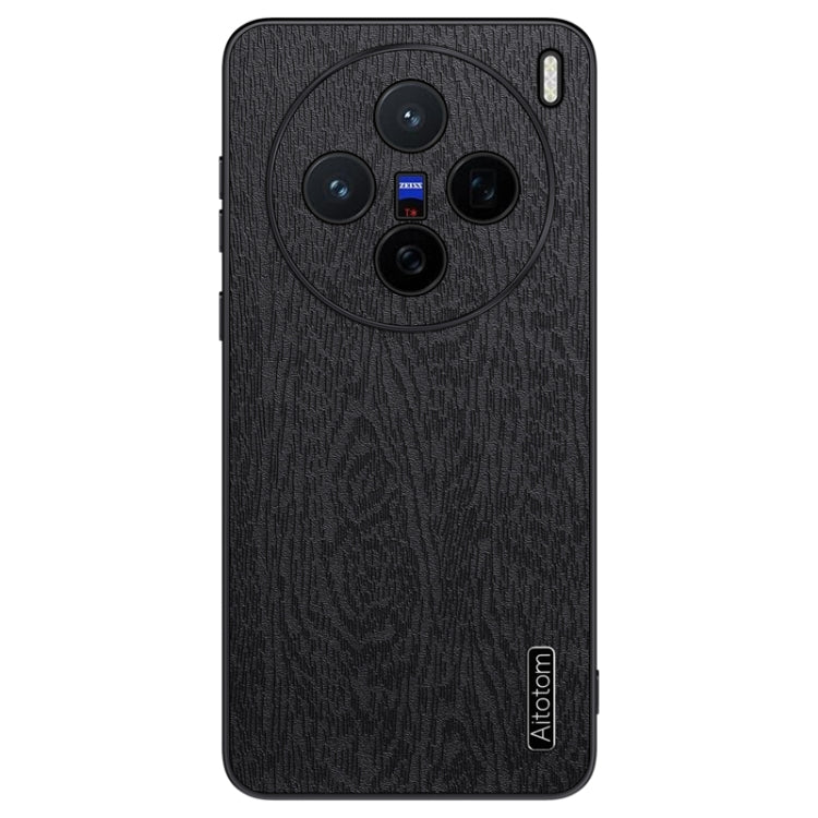 For vivo X200 Tree Bark Leather Shockproof Phone Case(Black) - X200 Cases by PMC Jewellery | Online Shopping South Africa | PMC Jewellery | Buy Now Pay Later Mobicred