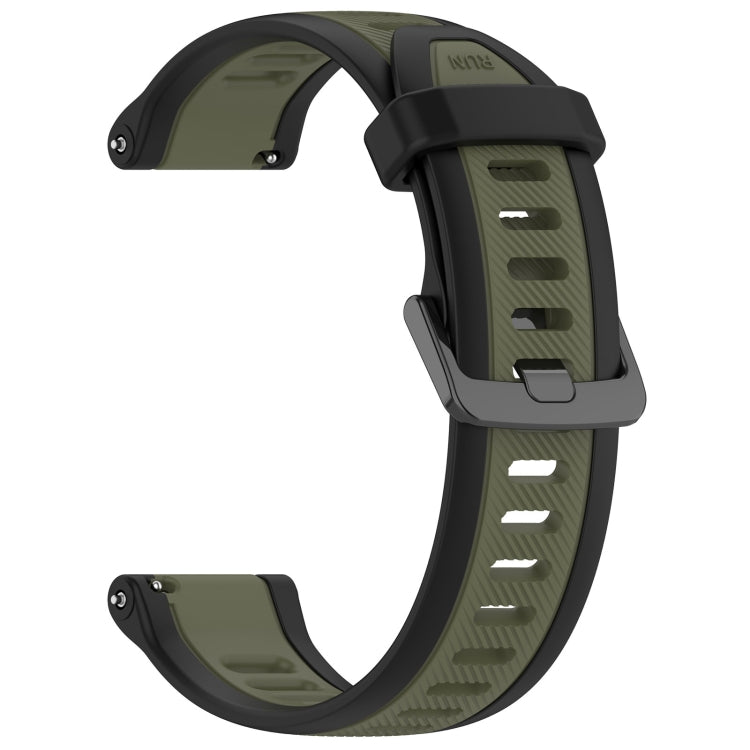 For Garmin Forerunner 265 22mm Two Color Textured Silicone Watch Band(Green+Black) - Watch Bands by PMC Jewellery | Online Shopping South Africa | PMC Jewellery