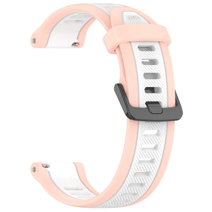 For Garmin Forerunner 255 22mm Two Color Textured Silicone Watch Band(White+Pink) - Watch Bands by PMC Jewellery | Online Shopping South Africa | PMC Jewellery