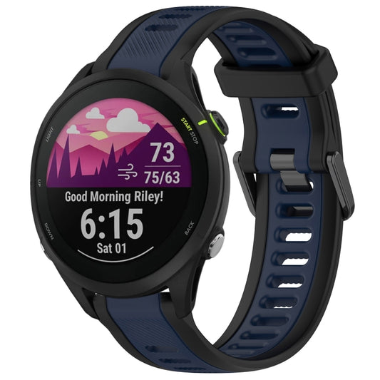 For Garmin Forerunner 255 Music 22mm Two Color Textured Silicone Watch Band(Midnight Blue+Black) - Watch Bands by PMC Jewellery | Online Shopping South Africa | PMC Jewellery