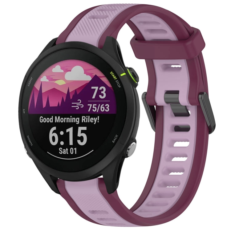 For Garmin Forerunner 255 Music 22mm Two Color Textured Silicone Watch Band(Purple) - Watch Bands by PMC Jewellery | Online Shopping South Africa | PMC Jewellery