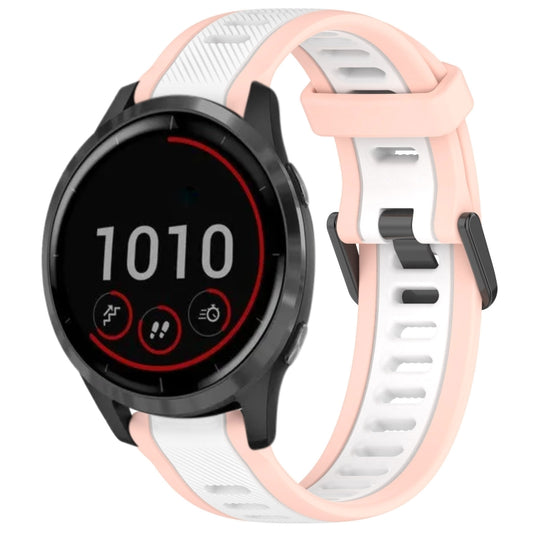 For Garmin Vivoactive 4 22mm Two Color Textured Silicone Watch Band(White+Pink) - Watch Bands by PMC Jewellery | Online Shopping South Africa | PMC Jewellery