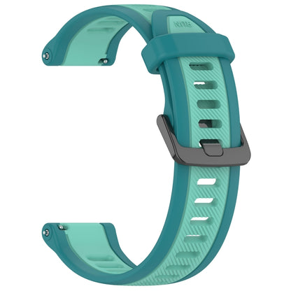 For Garmin Vivoactive 4 22mm Two Color Textured Silicone Watch Band(Teal) - Watch Bands by PMC Jewellery | Online Shopping South Africa | PMC Jewellery