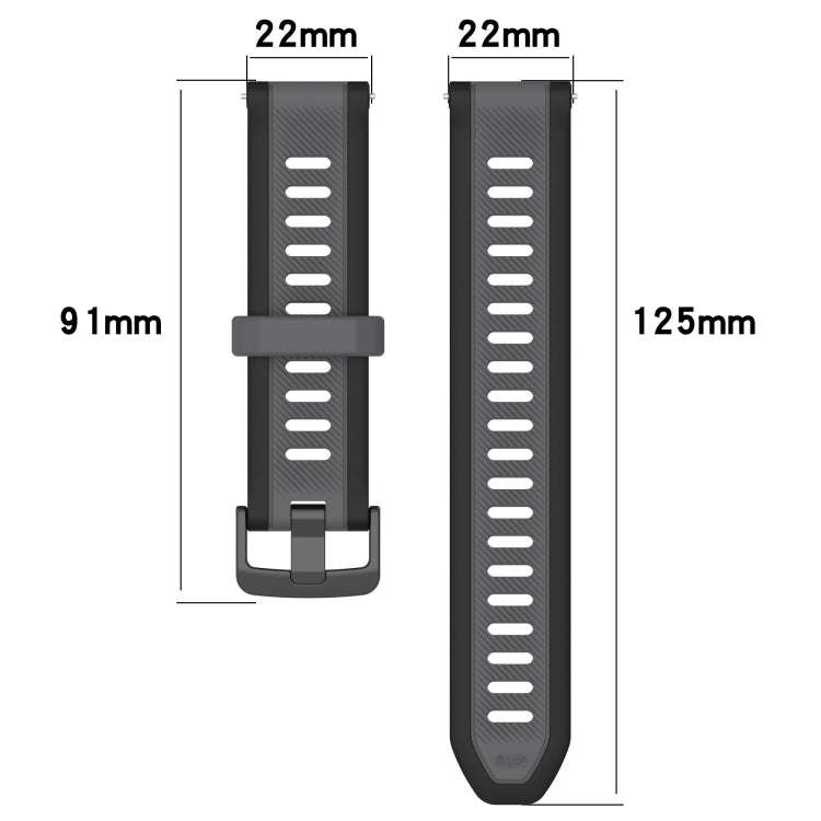 For Garmin Forerunner 255 Music 22mm Two Color Textured Silicone Watch Band(Green+Black) - Watch Bands by PMC Jewellery | Online Shopping South Africa | PMC Jewellery