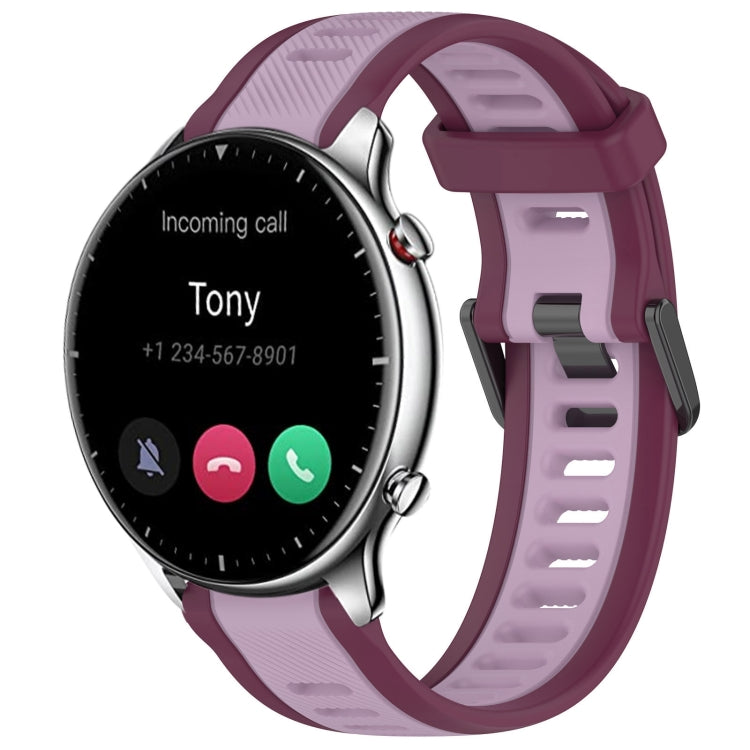 For Amazfit GTR 2 22mm Two-Color Textured Silicone Watch Band(Purple) - Watch Bands by PMC Jewellery | Online Shopping South Africa | PMC Jewellery