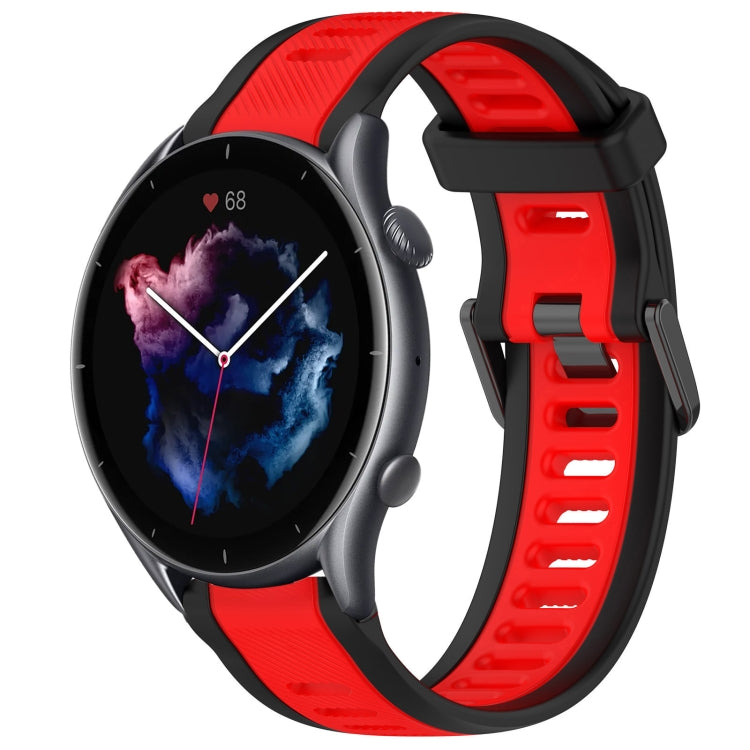 For Amazfit 3 22mm Two-Color Textured Silicone Watch Band(Red+Black) - Watch Bands by PMC Jewellery | Online Shopping South Africa | PMC Jewellery