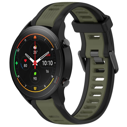 For Xiaomi MI Watch S1 Pro 22mm Two Color Textured Silicone Watch Band(Green+Black) - Watch Bands by PMC Jewellery | Online Shopping South Africa | PMC Jewellery