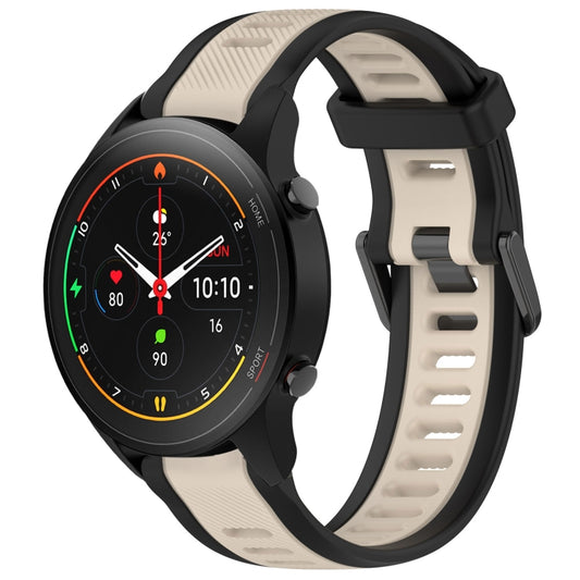 For Xiaomi MI Watch S1 Pro 22mm Two Color Textured Silicone Watch Band(Starlight + Black) - Watch Bands by PMC Jewellery | Online Shopping South Africa | PMC Jewellery