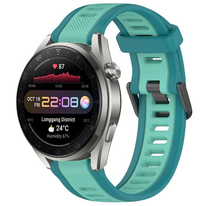 For Huawei Watch 3 Pro New 22mm Two Color Textured Silicone Watch Band(Teal) - Watch Bands by PMC Jewellery | Online Shopping South Africa | PMC Jewellery