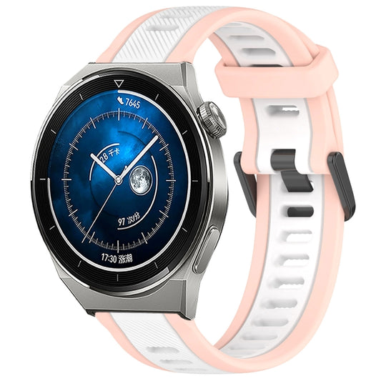 For Huawei Watch GT3 Pro 46mm 22mm Two Color Textured Silicone Watch Band(White+Pink) - Watch Bands by PMC Jewellery | Online Shopping South Africa | PMC Jewellery