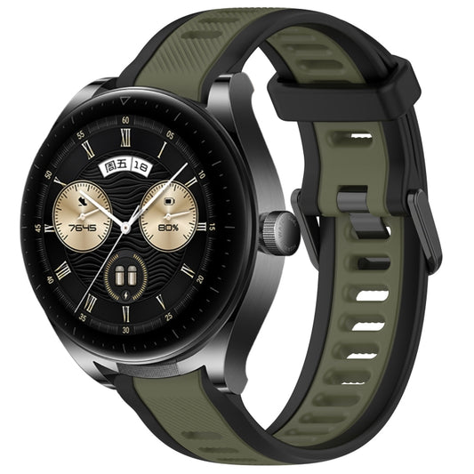 For Huawei Watch Buds 22mm Two Color Textured Silicone Watch Band(Green+Black) - Watch Bands by PMC Jewellery | Online Shopping South Africa | PMC Jewellery