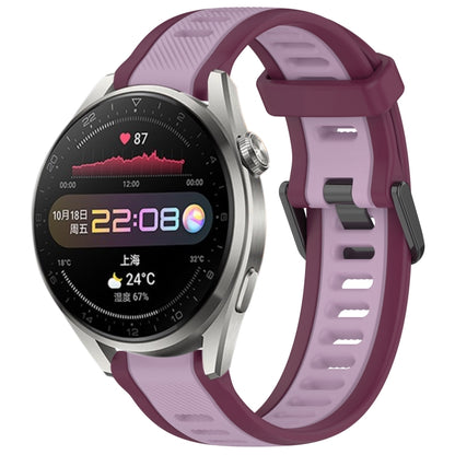 For Huawei Watch 3 Pro 22mm Two Color Textured Silicone Watch Band(Purple) - Watch Bands by PMC Jewellery | Online Shopping South Africa | PMC Jewellery