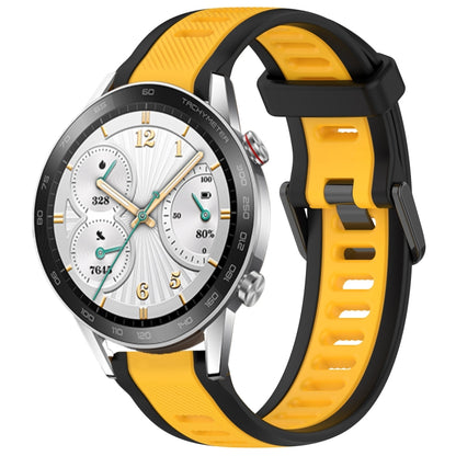 For Honor Watch GS 3i 22mm Two Color Textured Silicone Watch Band(Yellow+Black) - Watch Bands by PMC Jewellery | Online Shopping South Africa | PMC Jewellery