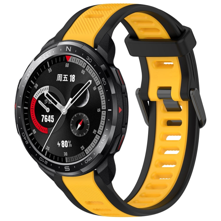 For Honor Watch GS Pro 22mm Two Color Textured Silicone Watch Band(Yellow+Black) - Watch Bands by PMC Jewellery | Online Shopping South Africa | PMC Jewellery