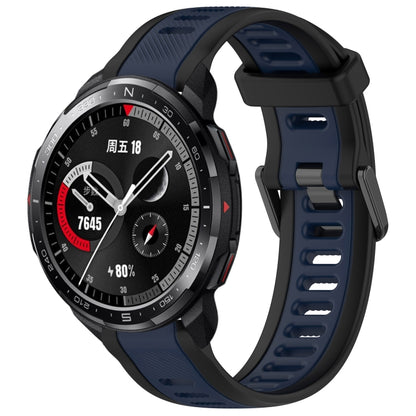 For Honor Watch GS Pro 22mm Two Color Textured Silicone Watch Band(Midnight Blue+Black) - Watch Bands by PMC Jewellery | Online Shopping South Africa | PMC Jewellery