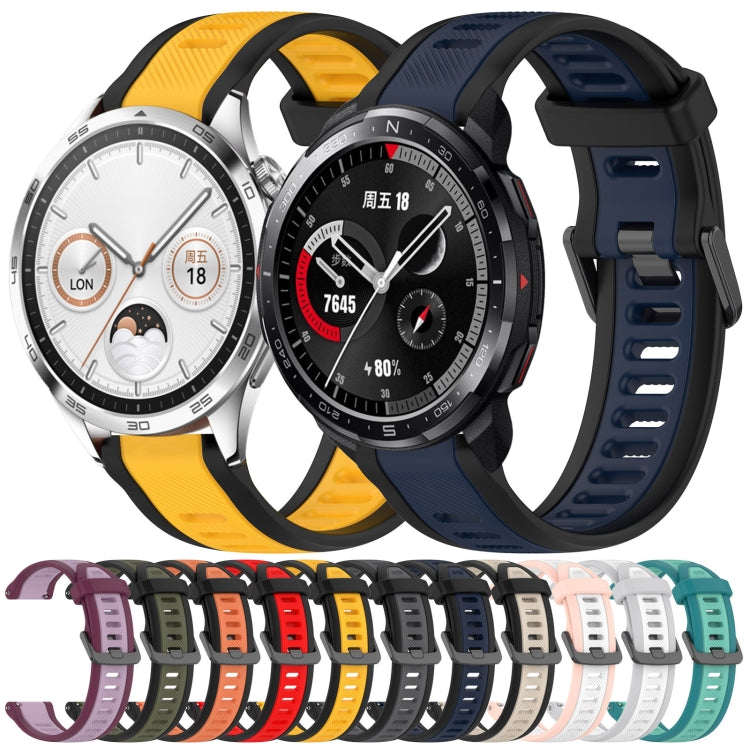 For Huawei Watch GT4 46mm 22mm Two Color Textured Silicone Watch Band(Midnight Blue+Black) - Watch Bands by PMC Jewellery | Online Shopping South Africa | PMC Jewellery