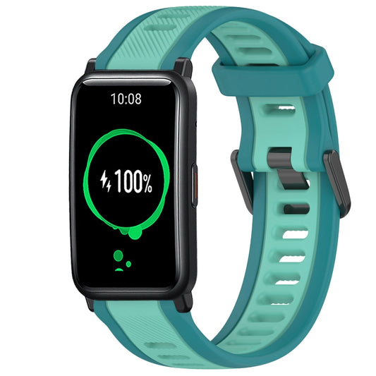 For Honor Watch ES 20mm Two Color Textured Silicone Watch Band(Teal) - Watch Bands by PMC Jewellery | Online Shopping South Africa | PMC Jewellery