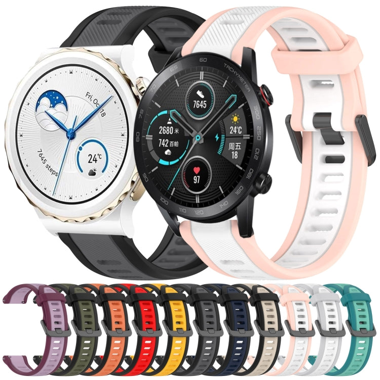 For Honor Watch ES 20mm Two Color Textured Silicone Watch Band(Teal) - Watch Bands by PMC TechLife | Online Shopping South Africa | PMC TechLife