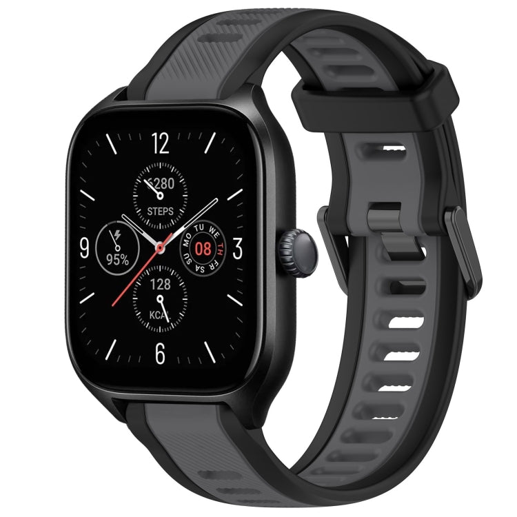 For Amazfit GTS 4 20mm Two-Color Textured Silicone Watch Band(Grey+Black) - Watch Bands by PMC TechLife | Online Shopping South Africa | PMC TechLife