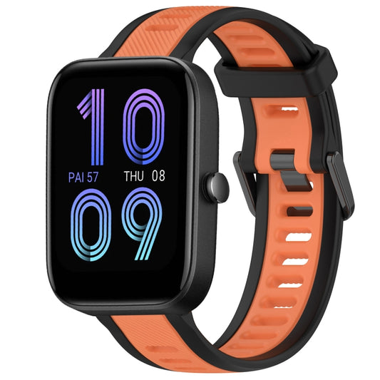 For Amazfit Bip 3 Pro 20mm Two-Color Textured Silicone Watch Band(Orange+Black) - Watch Bands by PMC Jewellery | Online Shopping South Africa | PMC Jewellery