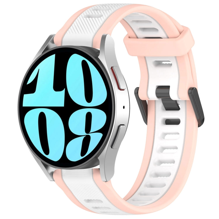 For Samsung Galaxy Watch 6 44mm 20mm Two Color Textured Silicone Watch Band(White+Pink) - Watch Bands by PMC Jewellery | Online Shopping South Africa | PMC Jewellery