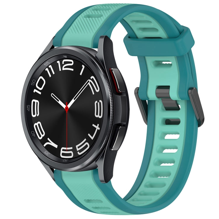 For Samsung Galaxy Watch 6 Classic 47mm 20mm Two Color Textured Silicone Watch Band(Teal) - Watch Bands by PMC Jewellery | Online Shopping South Africa | PMC Jewellery