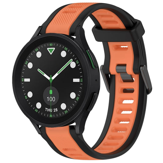 For Samsung Galaxy watch 5 Pro Golf Edition 20mm Two Color Textured Silicone Watch Band(Orange+Black) - Watch Bands by PMC Jewellery | Online Shopping South Africa | PMC Jewellery