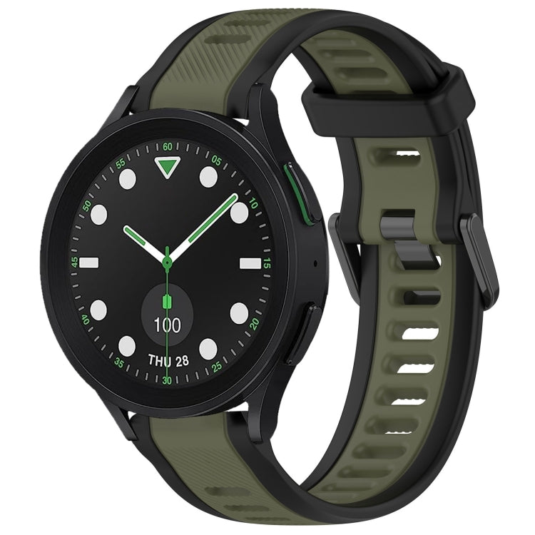 For Samsung Galaxy watch 5 Golf Edition 20mm Two Color Textured Silicone Watch Band(Green+Black) - Watch Bands by PMC Jewellery | Online Shopping South Africa | PMC Jewellery