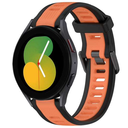 For Samsung Galaxy Watch 5  44mm 20mm Two Color Textured Silicone Watch Band(Orange+Black) - Watch Bands by PMC Jewellery | Online Shopping South Africa | PMC Jewellery