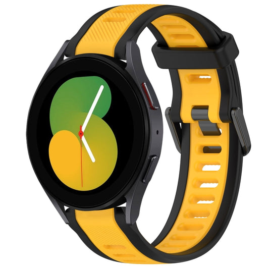 For Samsung Galaxy Watch 5  44mm 20mm Two Color Textured Silicone Watch Band(Yellow+Black) - Watch Bands by PMC Jewellery | Online Shopping South Africa | PMC Jewellery