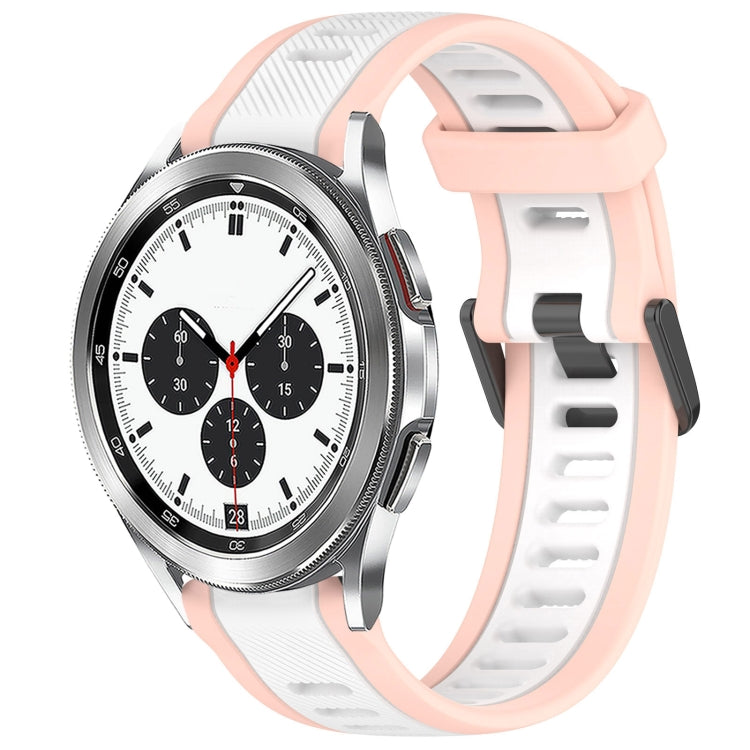 For Samsung  Galaxy Watch 4 Classic 42mm 20mm Two Color Textured Silicone Watch Band(White+Pink) - Watch Bands by PMC Jewellery | Online Shopping South Africa | PMC Jewellery