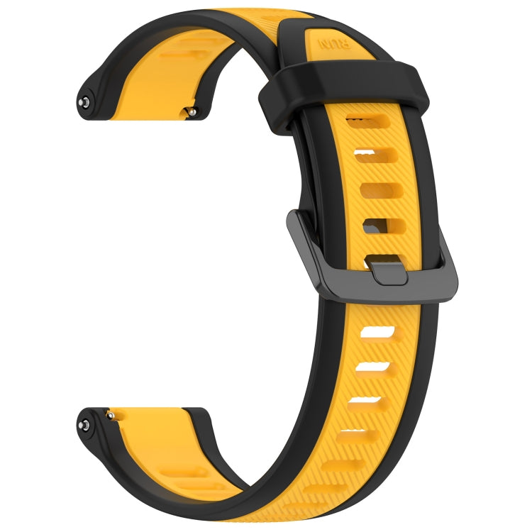 For Garmin Forerunner 165 20mm Two Color Textured Silicone Watch Band(Yellow+Black) - Watch Bands by PMC TechLife | Online Shopping South Africa | PMC TechLife