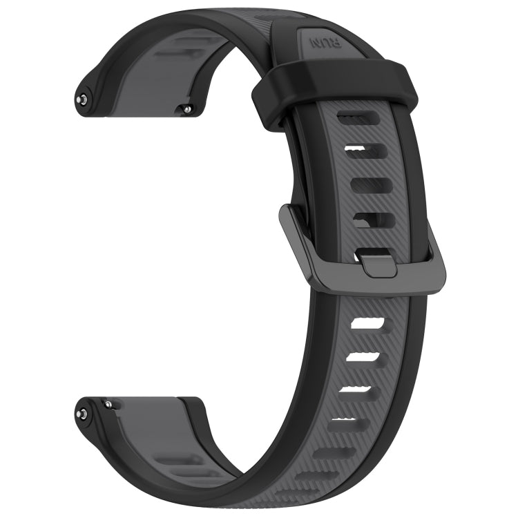 For Garmin Forerunner 165 20mm Two Color Textured Silicone Watch Band(Grey+Black) - Watch Bands by PMC Jewellery | Online Shopping South Africa | PMC Jewellery