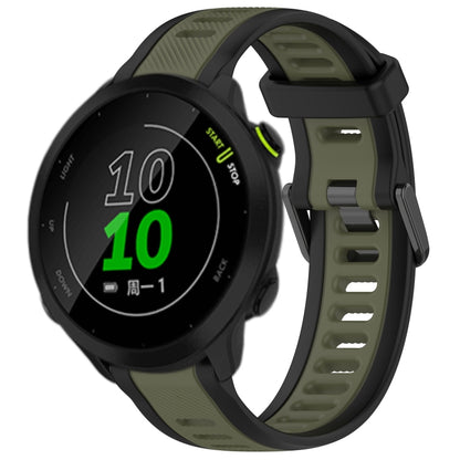 For Garmin Forerunner 158 20mm Two Color Textured Silicone Watch Band(Green+Black) - Watch Bands by PMC Jewellery | Online Shopping South Africa | PMC Jewellery