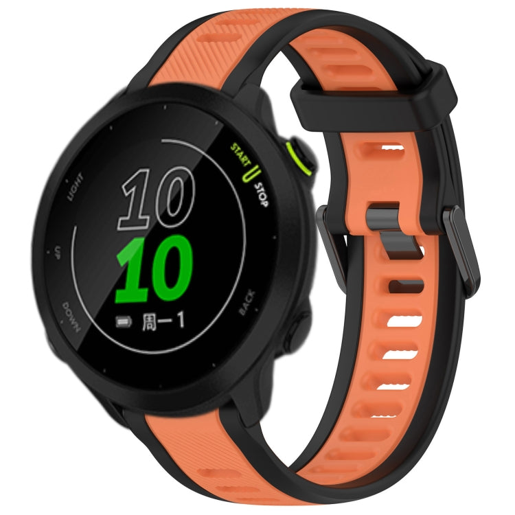 For Garmin Forerunner 158 20mm Two Color Textured Silicone Watch Band(Orange+Black) - Watch Bands by PMC Jewellery | Online Shopping South Africa | PMC Jewellery