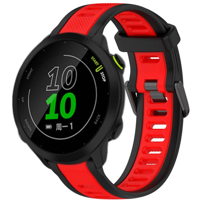 For Garmin Forerunner 158 20mm Two Color Textured Silicone Watch Band(Red+Black) - Watch Bands by PMC Jewellery | Online Shopping South Africa | PMC Jewellery
