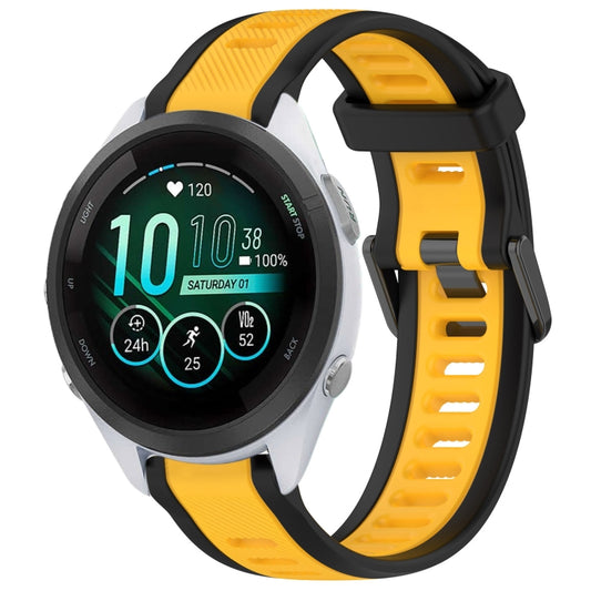 For Garmin Forerunner 265S Music 18mm Two Color Textured Silicone Watch Band(Yellow+Black) - Watch Bands by PMC Jewellery | Online Shopping South Africa | PMC Jewellery
