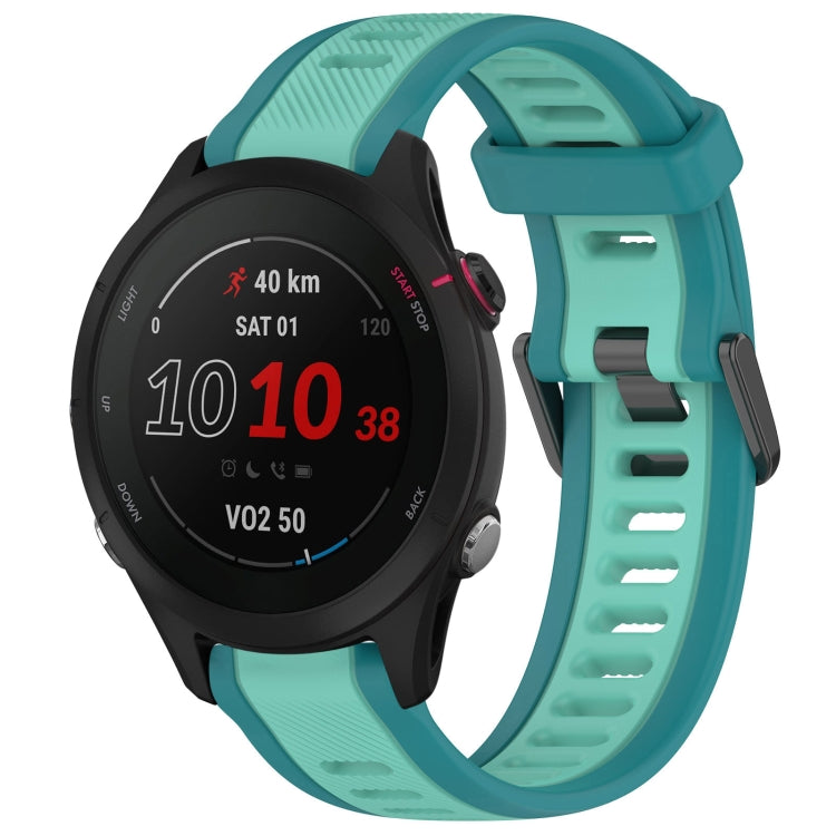 For Garmin Forerunner 255S Music 18mm Two Color Textured Silicone Watch Band(Teal) - Watch Bands by PMC Jewellery | Online Shopping South Africa | PMC Jewellery