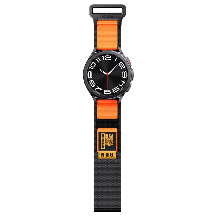 22mm Two Color Nylon Canvas Hook And Loop Fastener Watch Band(Black+Orange) - 22mm Bands by PMC Jewellery | Online Shopping South Africa | PMC Jewellery