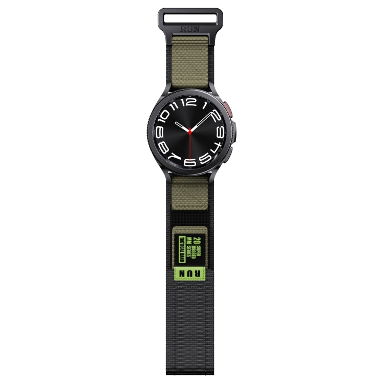 22mm Two Color Nylon Canvas Hook And Loop Fastener Watch Band(Black+Green) - 22mm Bands by PMC Jewellery | Online Shopping South Africa | PMC Jewellery