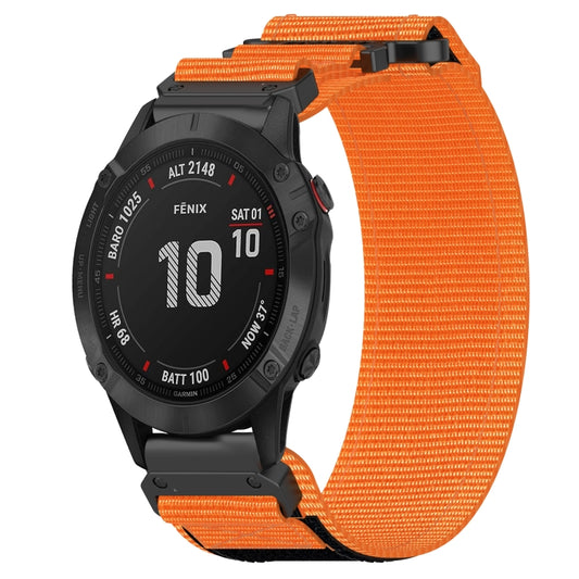 For Garmin Fenix 6 22mm Nylon Hook And Loop Fastener Watch Band(Orange) - Watch Bands by PMC Jewellery | Online Shopping South Africa | PMC Jewellery