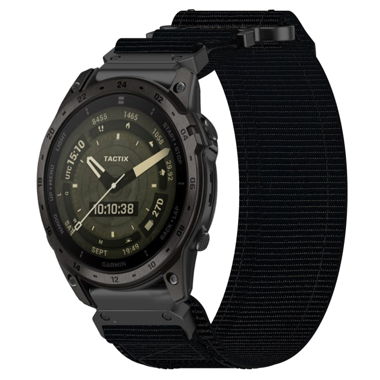 For Garmin Tactix 7 AMOLED 26mm Nylon Hook And Loop Fastener Watch Band(Black) - Watch Bands by PMC TechLife | Online Shopping South Africa | PMC TechLife