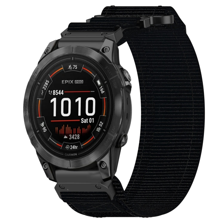 For Garmin Epix Pro 51mm 26mm Nylon Hook And Loop Fastener Watch Band(Black) - Watch Bands by PMC TechLife | Online Shopping South Africa | PMC TechLife