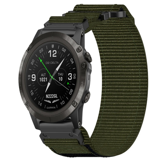 For Garmin D2 Delta PX 26mm Nylon Hook And Loop Fastener Watch Band(Army Green) - Watch Bands by PMC Jewellery | Online Shopping South Africa | PMC Jewellery