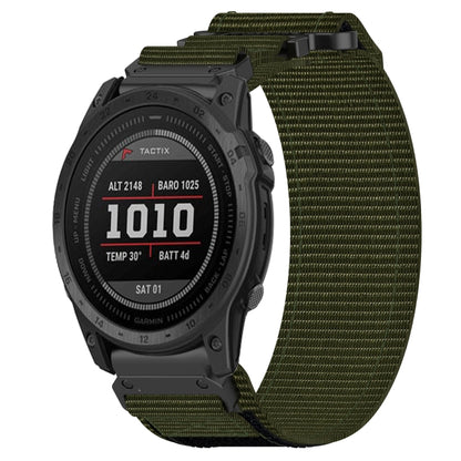 For Garmin Tactix 7 26mm Nylon Hook And Loop Fastener Watch Band(Army Green) - Watch Bands by PMC Jewellery | Online Shopping South Africa | PMC Jewellery