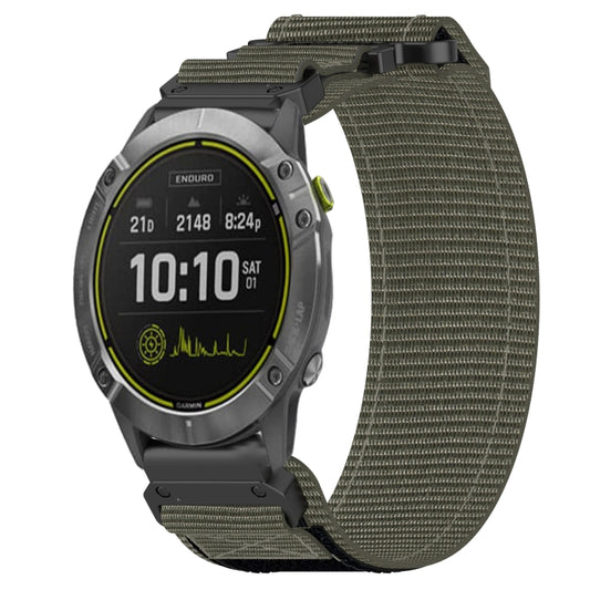 For Garmin Enduro 26mm Nylon Hook And Loop Fastener Watch Band(Grey) - Watch Bands by PMC Jewellery | Online Shopping South Africa | PMC Jewellery | Buy Now Pay Later Mobicred